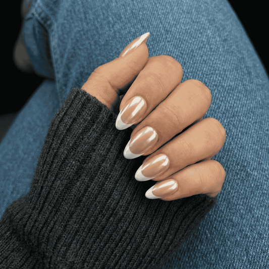 tich press on nails/French chrome tips